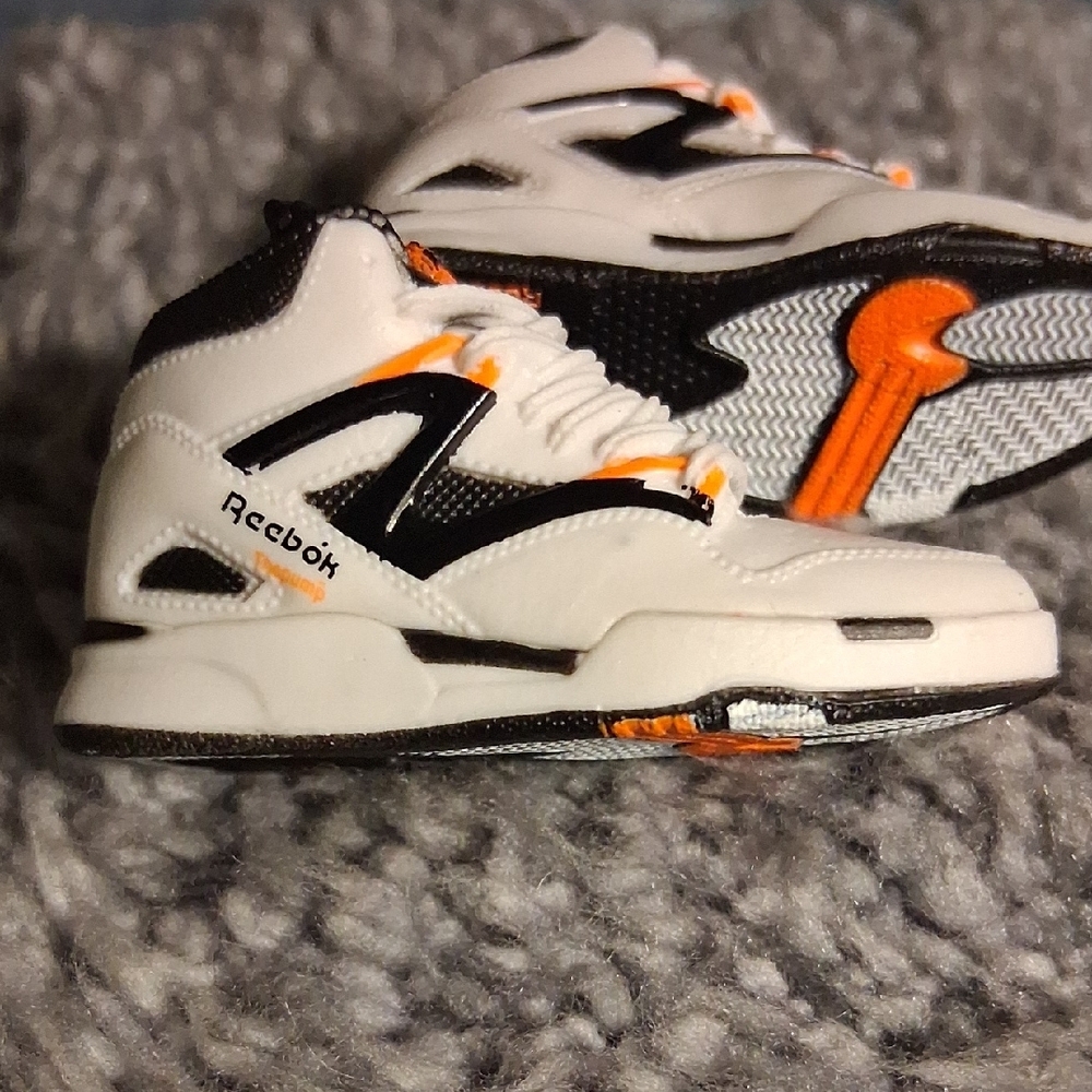 Reebok Miniature Pump Sneakers in Black and White with Orange Accents - Picture 6 of 7